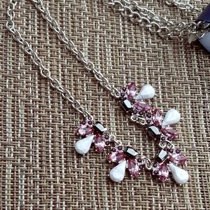 Silver semi precious stone necklace